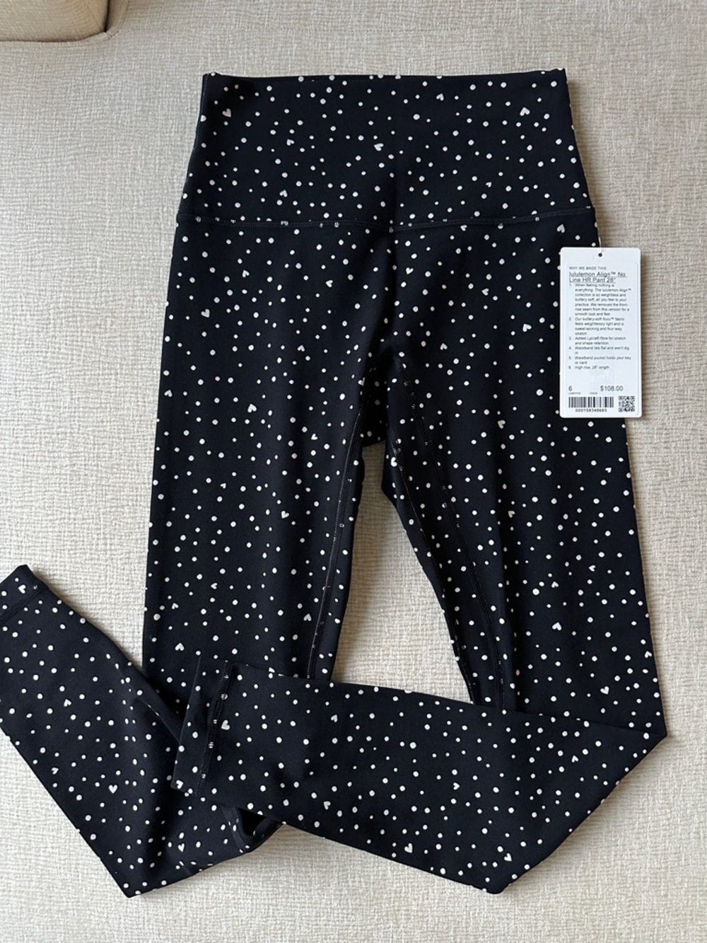 lululemon athletica Black Leggings with White Dot Pattern
